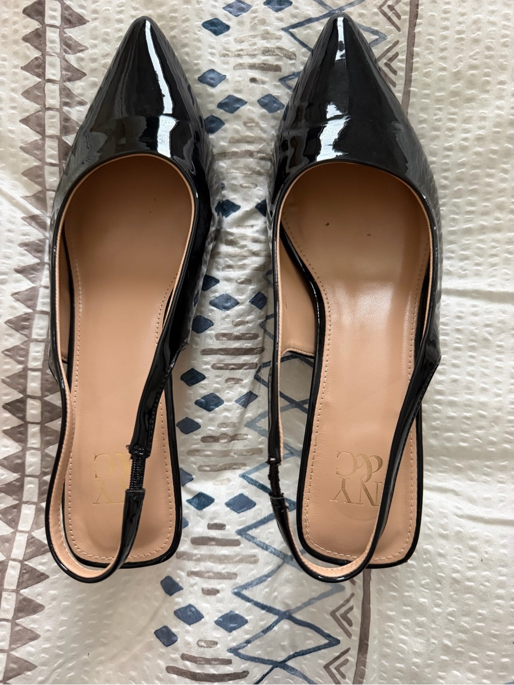 New York & Company Black Patent Pointed Toe Slingback Flats